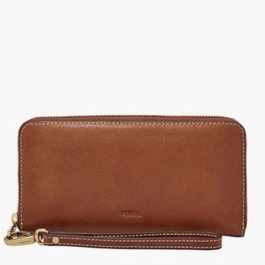 Women's Multi card cash zipper leather clutch